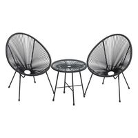 Ensemble de salon de jardin moderne en métal 3 pièces, vente en gros d'usine, chaises et table en rotin pour hôtels