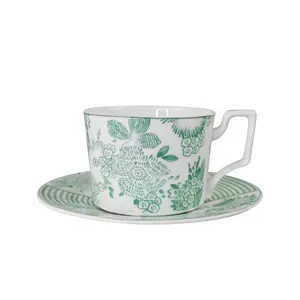Fine bone china tea cup ceramic coffee mug with gold handle European luxury gift ceramic mug