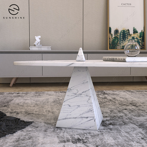 โต๊ะกาแฟสไตล์โมเดิร์นหรูหรากลางศตวรรษหน้าไม้โอ๊ค MDF ดีไซน์หินอ่อนทรงกลมพร้อมโลหะสำหรับห้องนั่งเล่นของตกแต่งบ้าน - Product Image 2