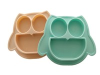 Ensemble d'alimentation pour bébé en silicone écologique motif hibou, 9 pièces, sans BPA, qualité alimentaire, cuillères de sevrage, bol à ventouse, assiette compartimentée