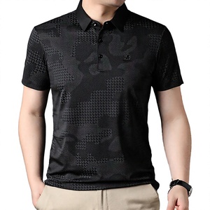 Polo de Manga Corta Negro para Hombre con Diseño de Puntos, Tejido de Poliéster, Corte Casual, Largo Regular, Logotipo Frontal, Estilo Vintage - Product Image 1