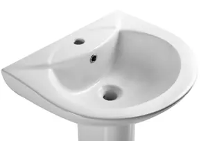 China Factory South America Basin With Pedestal Floor Bathroom Sanitary Oval Wash Sink Pedestal Basin