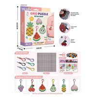 Kit de perles pixel DIY pour porte-clés fait main, jouet puzzle en grille pour enfants, art mosaïque créatif, fabrication de porte-clés à perles carrées, jouet artisanal éducatif