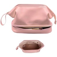 Trousse de toilette en PU à 2 couches, grande capacité, imperméable, avec poignée amovible portable pour les voyages, les produits de toilette, le maquillage, la maison et le quotidien