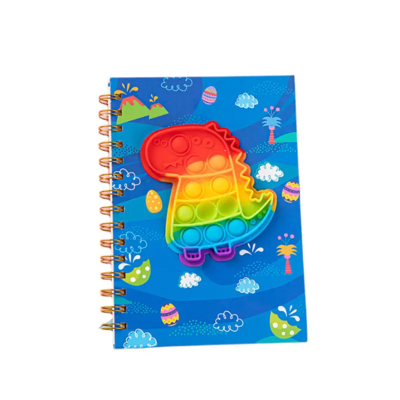 Cahier rose reliure spirale pop à couverture rigide de haute qualité journal personnalisable A5 cahier pour enfants avec bulles de silicone