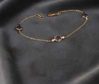 Pulsera de Oro de 18 Quilates con Cadena de Eslabones Tipo Caramelo y Amatista Natural - Regalo de Lujo para Aniversario de Bodas, Compromiso y Pareja