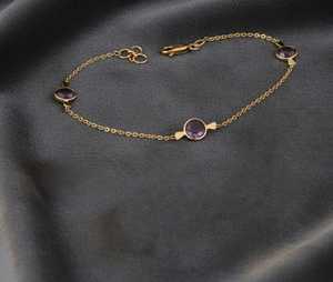 Pulsera de Cadena de Oro de 18 Quilates con Amatista en Forma de Gota - Product Image 2