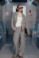 Costume 2 pièces pour femme, design personnalisé ODM OEM, motif pied-de-poule, blazer court et pantalon large, fabrication en usine, faible MOQ, logo personnalisé, tenue de bureau