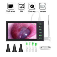 Kamera Otoskop Digital T23 1080P Lensa 3.9mm 6 LED Alat Pengangkat Kotoran Telinga Mini Terlihat dengan Layar Besar 7 Inci