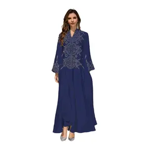New Arrival Summer Evening Gown Abaya Muslim Dress Women's Embroidered Fashion Robe Middle East Dubai