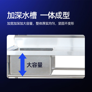 Évier double en acier inoxydable avec canal de drainage, évier de cuisine commercial, qualité 304, finition polie, autoportant - Product Image 3