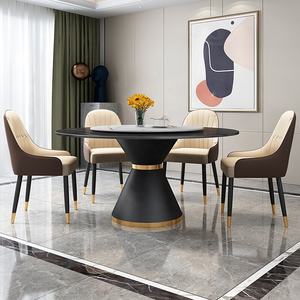 Salle à manger grande table à manger en marbre rustique <span class=keywords><strong>de</strong></span> style européen peu encombrant ensembles <span class=keywords><strong>de</strong></span> dinettes rondes table à manger transformable - Product Image 3