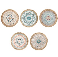 Set de table rond tressé à la main en corde de coton naturelle isolant thermiquement, pour l'extérieur, de luxe, en jacinthe d'eau