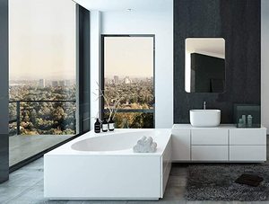 Üretim özelleştirilmiş otel kare büyük siyah kaplama metal alüminyum alaşımlı duvar tam modern banyo aynası