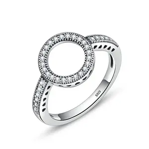 European and American O-shaped Simple Diamond 925 Silver Ring