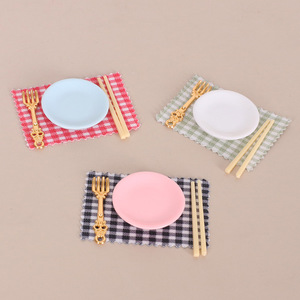 Ensemble de vaisselle miniature pour <span class=keywords><strong>maison</strong></span> de poupée, modèle miniature de <span class=keywords><strong>assiette</strong></span>, fourchette, baguettes et <span class=keywords><strong>set</strong></span> de table simulés, accessoires de bricolage pour scène ob11 - Product Image 2