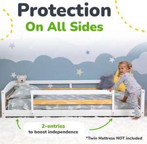 Letto a terra moderno in legno con sponde di sicurezza, ispirato al Metodo <span class=keywords><strong>Montessori</strong></span>, per bambini e neonati - Product Image 4