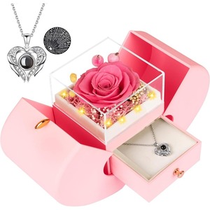 กล่องของขวัญรูปดอกกุหลาบ ตกแต่งด้วยดอกไม้สีแดง กล่องโชว์เครื่องประดับสุดโรแมนติก ปรับแต่งได้ตามความต้องการของคุณ - Product Image 2