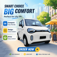 Voiture électrique compacte et élégante avec pare-brise panoramique, cabine passager entièrement fermée, véhicule électrique à basse vitesse pour usage domestique en banlieue