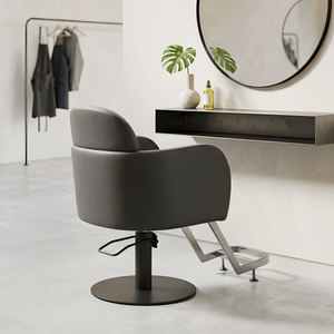 Chaise de barbier hydraulique rotative avec base en acier inoxydable pour salon de coiffure - Product Image 3