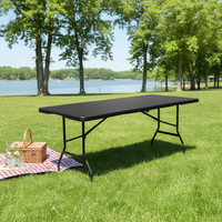 Table de pique-nique pliable en métal moderne, légère et durable, en HDPE noir, pour une utilisation en extérieur