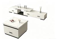 Table à thé et à dîner relevable pour petit appartement, double usage, multifonctionnelle, en bois massif, verre trempé, design moderne, pliable, couleur crème