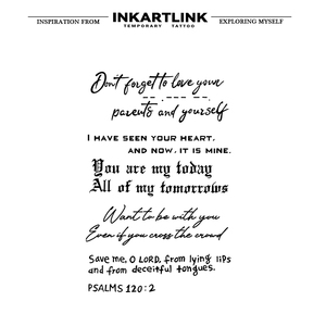 สติกเกอร์สักลาย INKARTLINK สำหรับติดผิวกาย สติกเกอร์สักลายแบบข้อความ กันน้ำ เป็นมิตรกับสิ่งแวดล้อม ติดทนนาน 15 วัน จำหน่ายแบบขายส่ง - Product Image 3