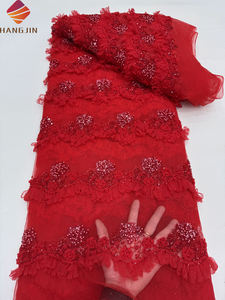 2025 <span class=keywords><strong>New</strong></span> Phi Ren Lưới Vải Với Sequins Sang Trọng Thêu 3D Hoa Ren Vải Tuyn Ren Vải Cho Đám Cưới Cô Dâu Ăn Mặc - Product Image 2