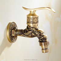 Robinet mural en laiton antique à eau froide avec tête de dragon pour machine à laver, bassin de lavage, évier de jardin