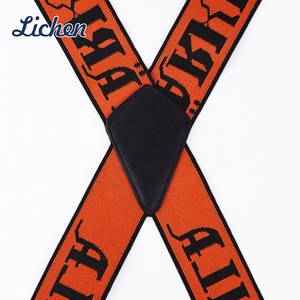 Op maat gemaakte logo modeontwerp 4 clips bretels PU leder X-stijl bretels polyester elastisch geweven breed 5CM stalen gesp OEM service - Product Image 4