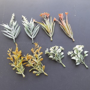 Feuilles de saule artificielles, plantes vertes floquées, branches décoratives givrées, emballage en vrac, petite taille - Product Image 3