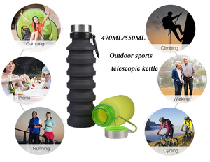 550ml Bouteilles Deau Outdoor Sports Garrafa Dobrável Dobrável Garrafa De Água De Silicone Com Logotipo Personalizado - Product Image 4