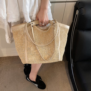 Borsa da <span class=keywords><strong>donna</strong></span> di lusso elegante di buona qualità borsa da 2 pz/set di paglia borsa da viaggio estiva a tracolla da spiaggia con custodia cosmetica - Product Image 5