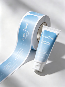 Étiquettes cosmétiques brillantes à coins arrondis personnalisées, autocollants <span class=keywords><strong>pour</strong></span> flacons de crème <span class=keywords><strong>pour</strong></span> les <span class=keywords><strong>mains</strong></span> imprimés en bleu dégradé <span class=keywords><strong>pour</strong></span> l'emballage des soins de la peau - Product Image 1