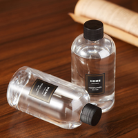 Diffuseur d'huiles essentielles en verre givré noir de 260 ml, personnalisé, de luxe, simple, rond, avec bâtonnets diffuseurs, OEM, pour usage domestique