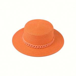 Sombrero de Paja para Exteriores con Cadena Colorida, Ala Ancha, Estilo Casual, Unisex - Product Image 4
