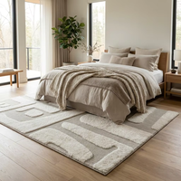 Tapis de luxe 3D gaufré géométrique en peluche, à poils longs ultra doux, grande taille, pour salon, canapé et décoration intérieure