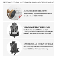 Nouveau modèle de chaise de bureau ergonomique en maille de haute qualité avec porte-vêtements et accoudoirs 3D – Mobilier de bureau