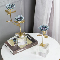 Nordique Design moderne lumière luxe laiton branche ornement naturel améthyste fleur salon Table basse entrée métal plante