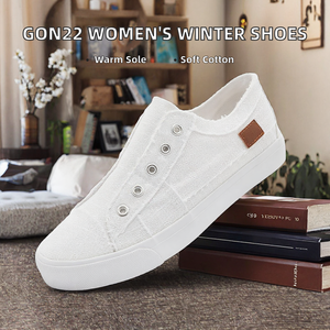 Zapatillas de Lona para Mujer, Estilo Slip-On, Plataforma, Forro de Algodón, Entresuela de EVA, Suela de Goma, Calzado Casual para el Campus - Product Image 2