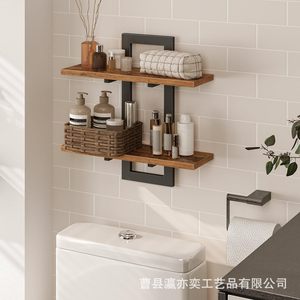 Creative Wall <b>Shelf</b> Natural Wood Color <b>Adjustable</b> 2 Layers For Living Room Kitchen Storage - Product Image 2
