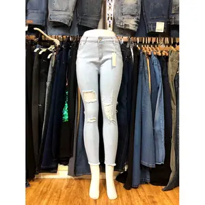 Cintura alta skinny jeans mulheres jean alta qualidade dongguan fornecedor senhora denim calças jens