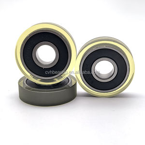 Roda dilapisi PU bantalan 12x38x10mm, rol katrol poliuretan PU620138-10 senyap, roda plastik dilapisi karet - Product Image 1