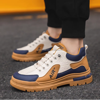 Chaussures de marche décontractées en PU de luxe à lacets et semelle plate-forme imperméable de haute qualité pour hommes