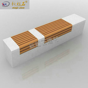 ม้านั่งคอนกรีต GRC รุ่น New Magic Stone พร้อมที่นั่งไม้ สำหรับสวนสาธารณะกลางแจ้ง Xms-Pj - Product Image 3
