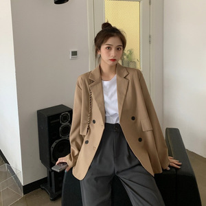 Khaki Blazer For Women Autumn Spring 2025 Casual Elegant Solid Color Design - Product Image 2
