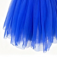 Robe tutu sans manches bleu roi à sequins floraux pour filles, col en maille, jupe en tulle multicouche pour la danse lyrique et la scène