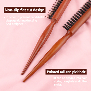 Peigne démêlant à manche <span class=keywords><strong>en</strong></span> <span class=keywords><strong>bois</strong></span> avec poils de sanglier pour coiffure <span class=keywords><strong>en</strong></span> salon et brosse de nettoyage pour barbe pour hommes - Product Image 5