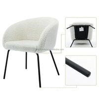 Milieu du siècle mélange de laine blanche tissu de laine d'agneau jambe en métal noir Restaurant Boucle chaise de salle à manger maquillage vanité chaise Accent fauteuil