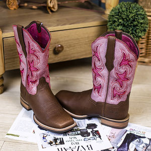 Modische Cowboystiefel aus Echtem Leder für Damen, Goodyear-Rahmengenäht mit Quadratischer Spitze, Wüstenschuhe, Flache Western-Stiefeletten, Arbeitsschuhe - Product Image 1